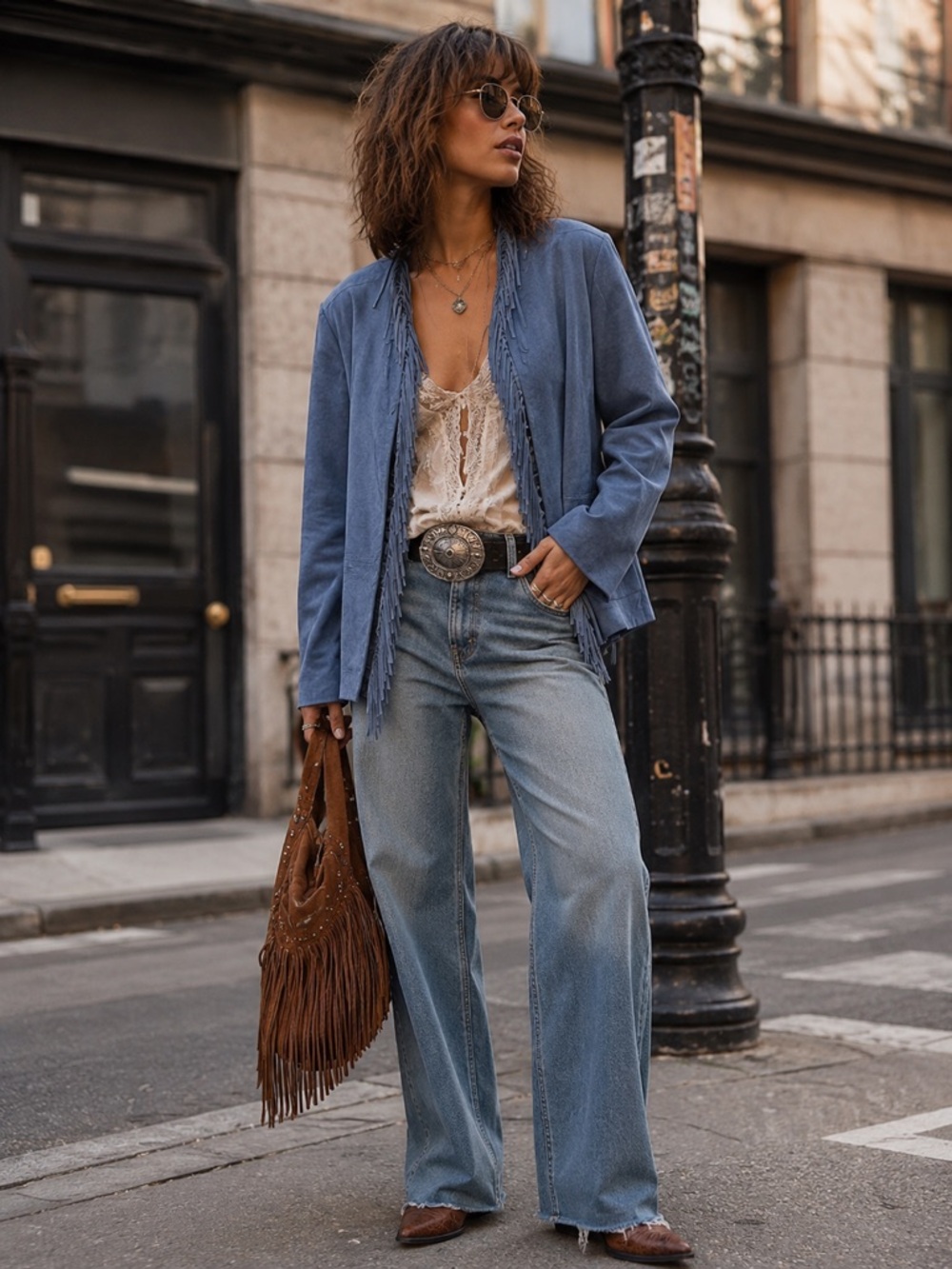 Norton McNaughton Fringed Slate Blue Blazer